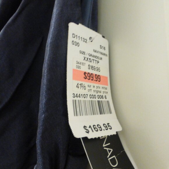 LE CHATEAU navy blue shimmery satin ruched cocktail party midi dress - Picture 6 of 9